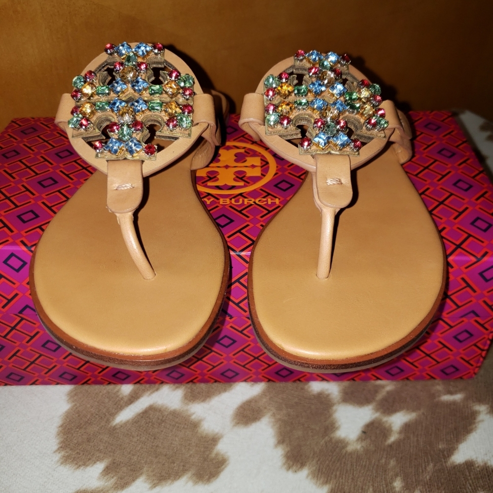 Tory Burch Embellished Crystal Miller Sandals